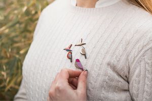 Purple Cutebird Brooch