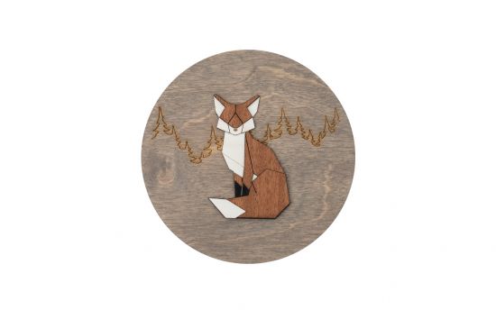 Dark sitting Fox Wooden Image