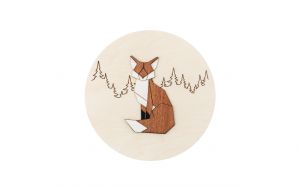 Light Sitting Fox Wooden Image