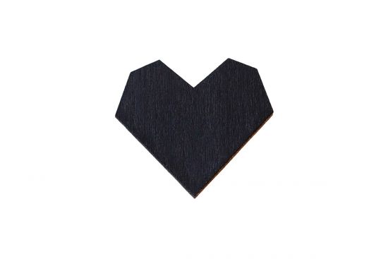 Wooden Brooch Black Heart
