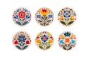 Wooden Coasters with Folk Motif –  Set 6 pc