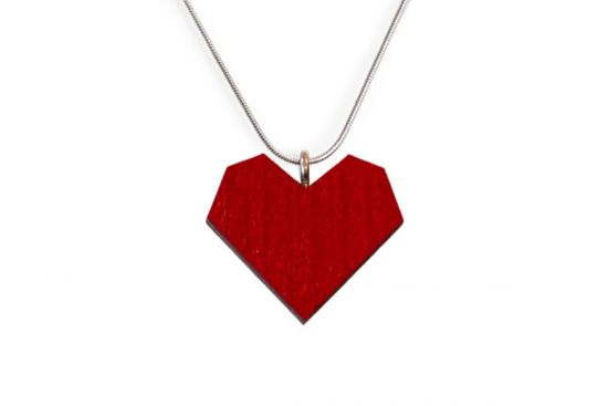Wooden Pendant Red Heart